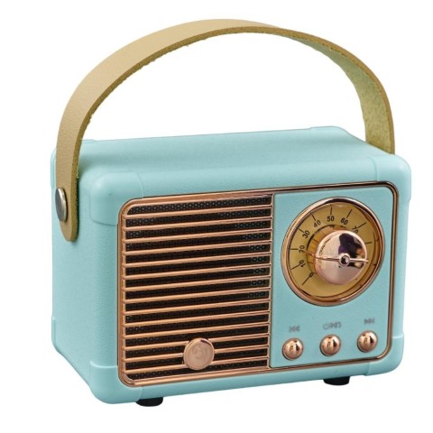 RADIO VINTAGE 7X11X5CM BLUETOOTH CELESTE